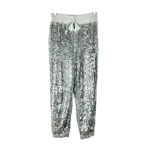 Silver sequin jogger-style pants